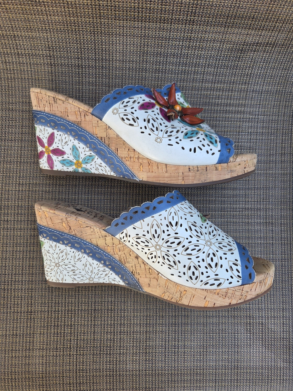 L'Artiste Floral Cork Wedge Sandals - Women